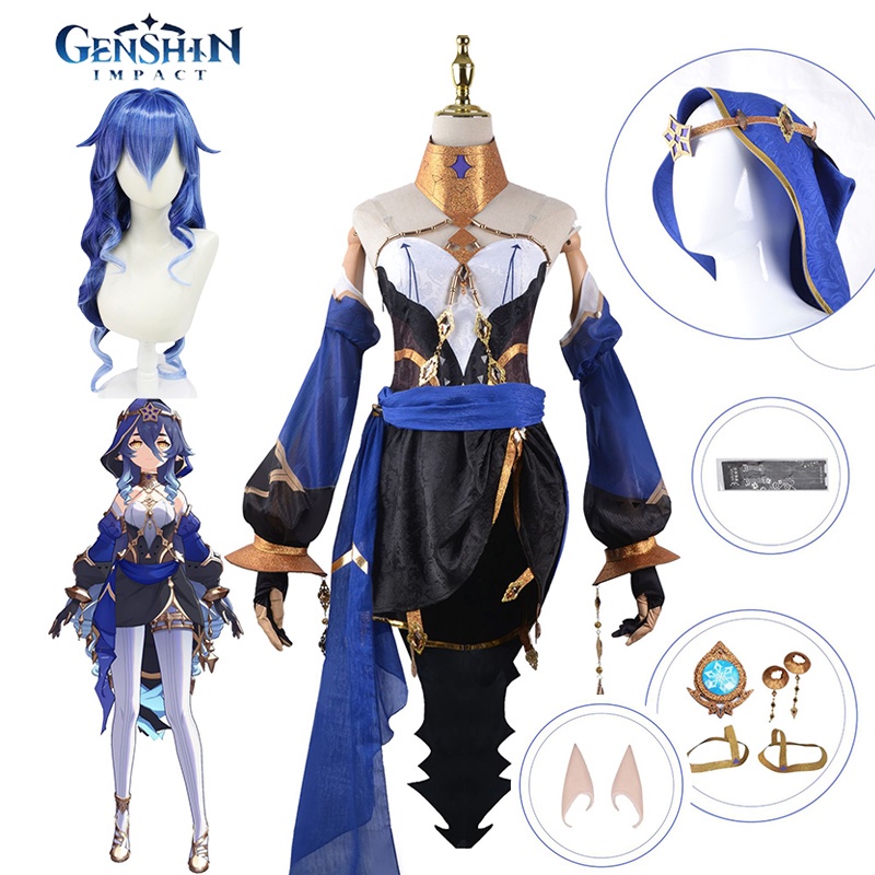 Genshin Impact Layla Cosplay Costume Wig Shoes Adult Halloween Carnival Party