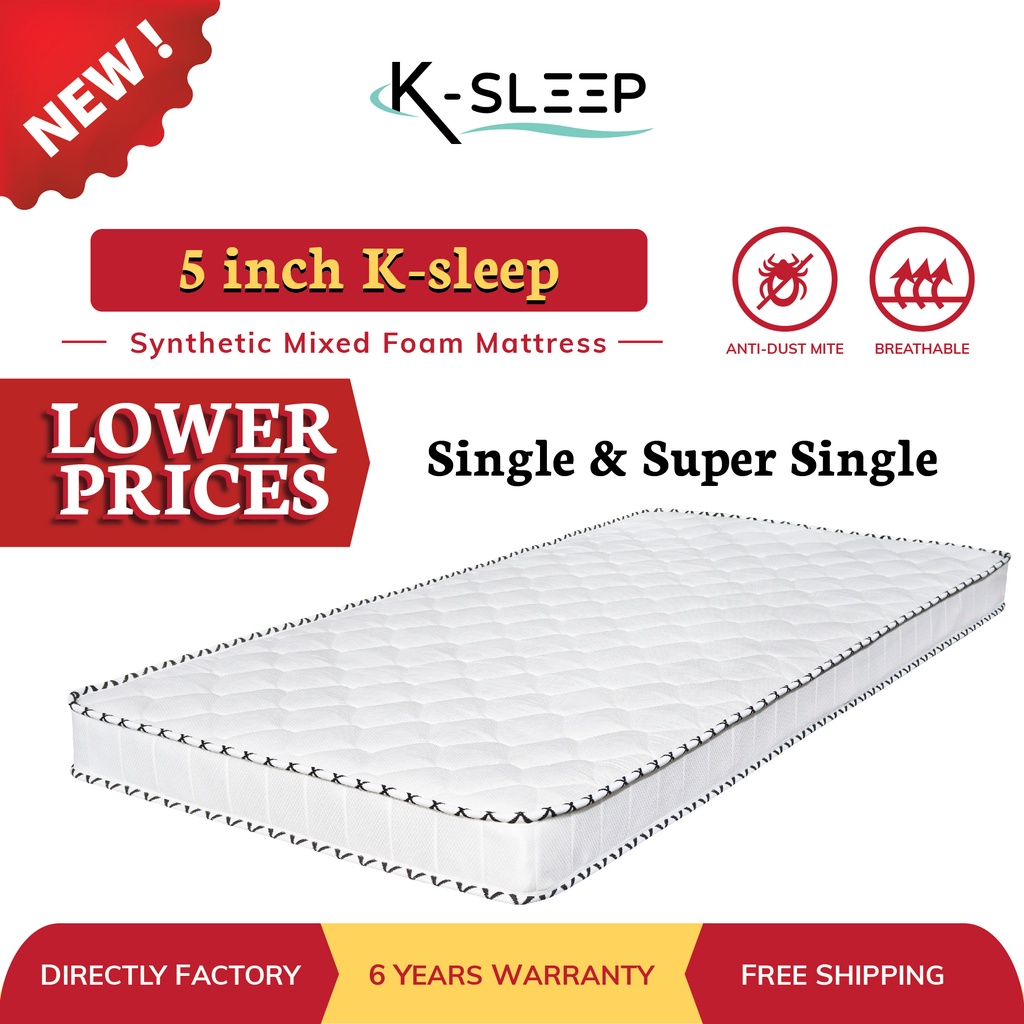 5'' Ksleep Synthetic Mixed Foam Mattress (FREE DELIVERY) Shopee Malaysia