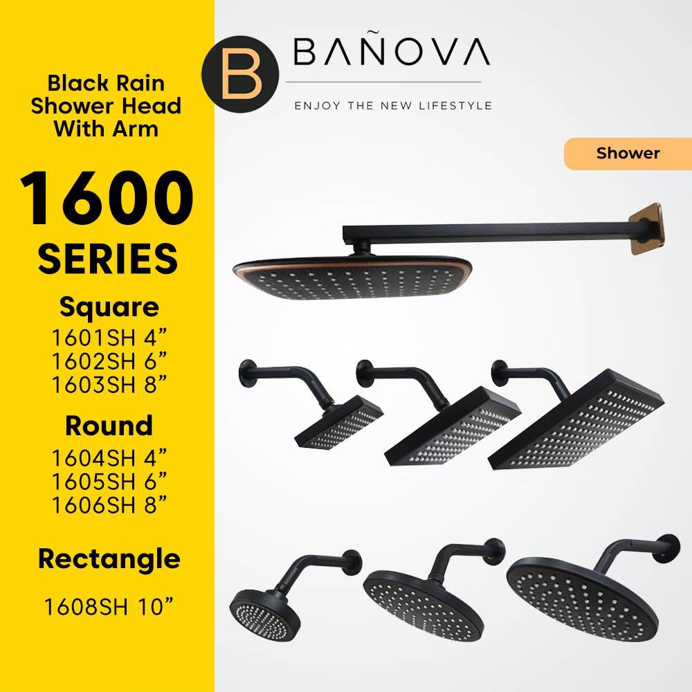 Bathroom Shower Heads With Arm 1600 Series Black Shopee Malaysia