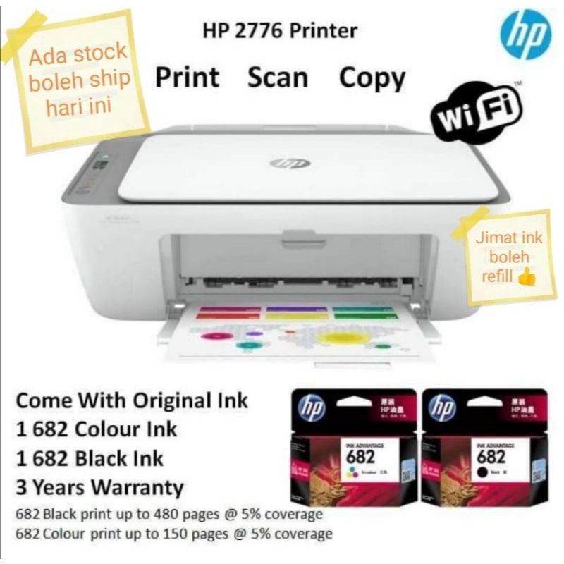 WiFi printer HP 2776/2777( print, scan, copy, wireless print handphone ...