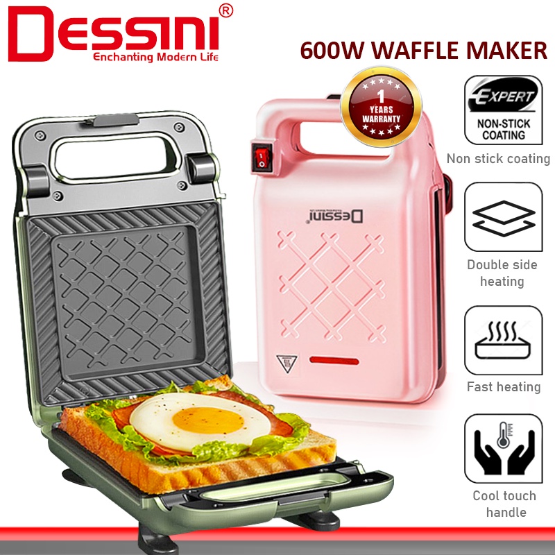 DESSINI ITALY Double Sided Electric Sandwich Panini Waffle Pizza Maker Toaster Barbecue BBQ Grill Non-Stick Baking Pan