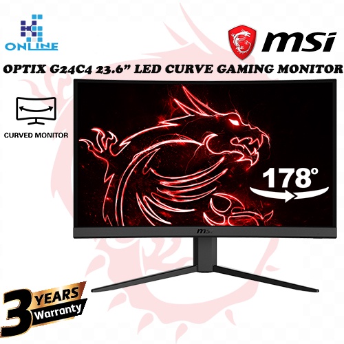 MSI OPTIX G24C4 1MS 144Hz FHD Curved LED 24" VA Gaming Monitor Shopee