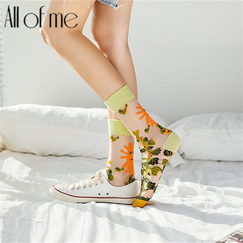 All of me Long Socks Summer Fashion Fishnet Socks Thin Socks Women Girls  Harajuku Streetwear Mesh Transparent Flower Socks | Shopee Malaysia