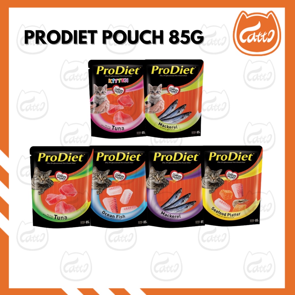 CATTO Prodiet Pouch (85g)/Wet Food-ChickenTuna,Kitten Tuna, Mackerel, Ocean Fish, Salmon Mackerel, Seafood Platter