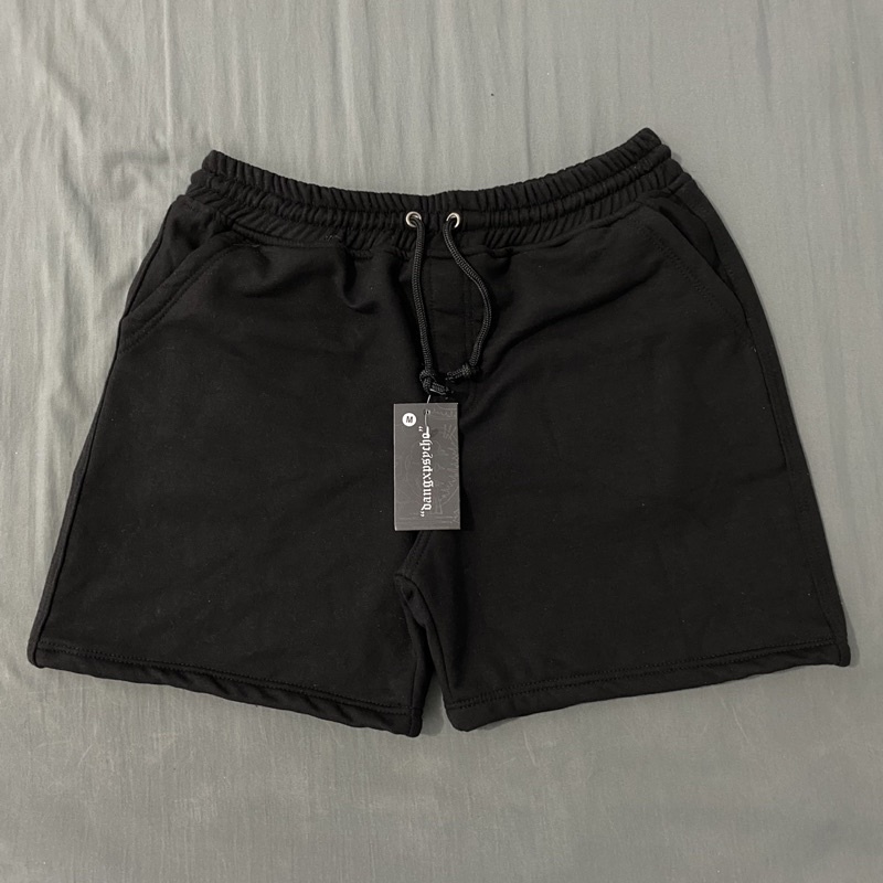 HITAM Basic Plain Black Shorts Above The Knee Cool Dangxpsycho | Shopee ...