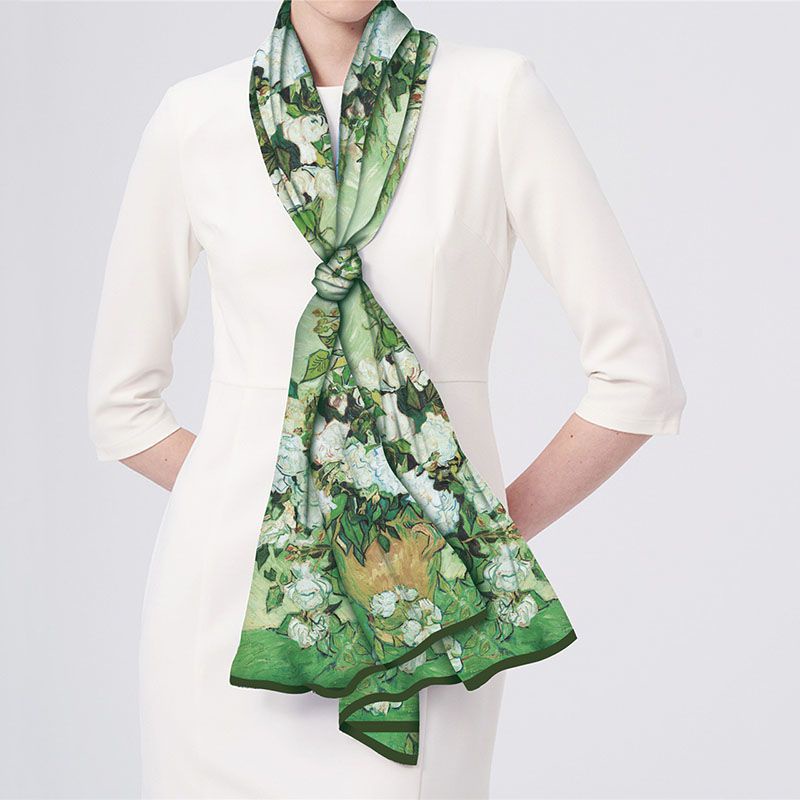 Mz British Brand Oil Painting Van Gogh Double-Sided Double-Layer Silk Scarf Light Luxury Premium Scarf Air Conditioning Room Neck Protection Shawl