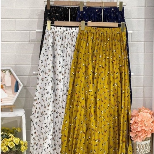 DAISY FLOWER PATTERN PLISKET SKIRT/DAILY/SAKURA FLOWER PATTERN ALL SIZE PLISKET SKIRT