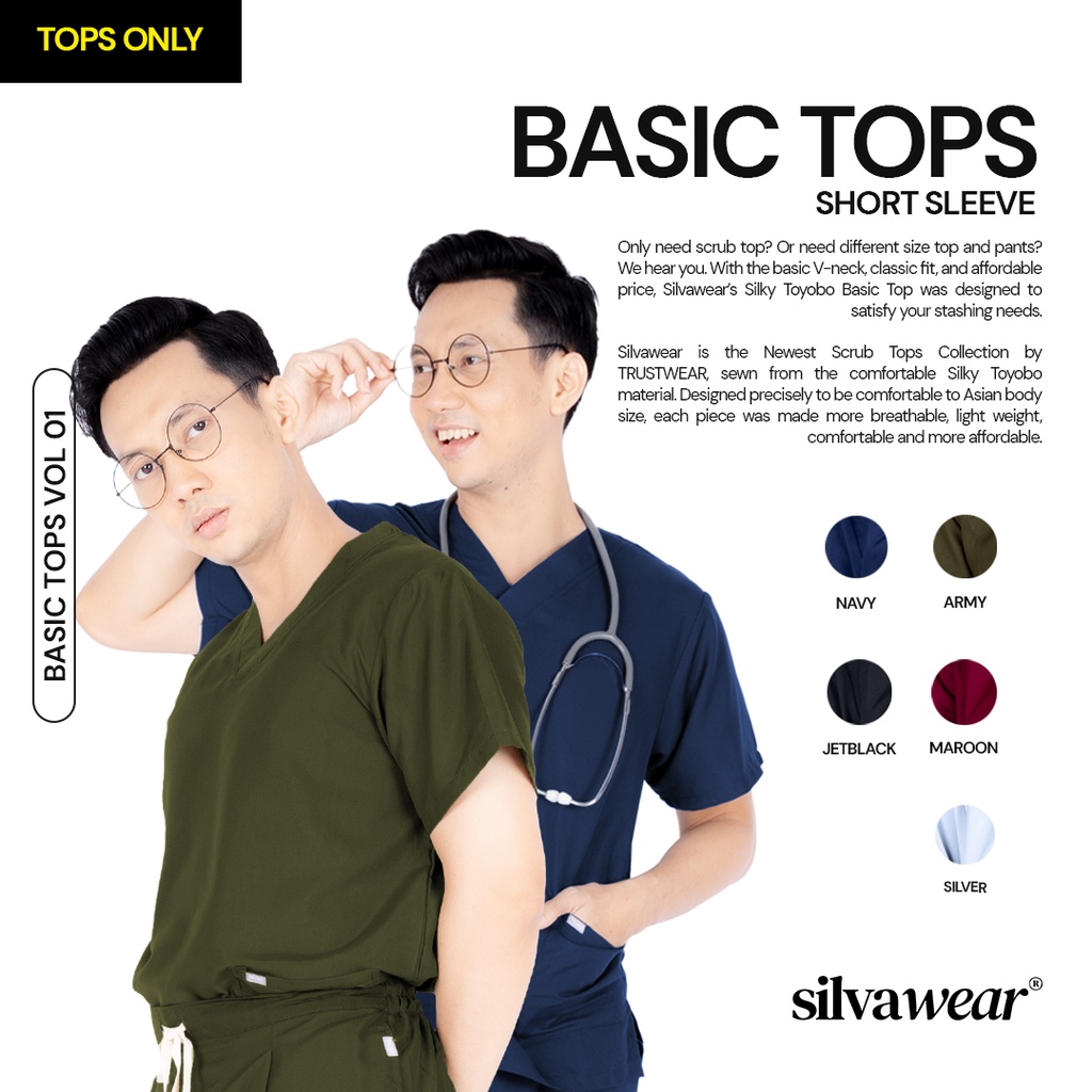 Doctor's Scrub/OKA OK Nurse/Doctor Short Sleeve I SILVAWEAR Clothes Only