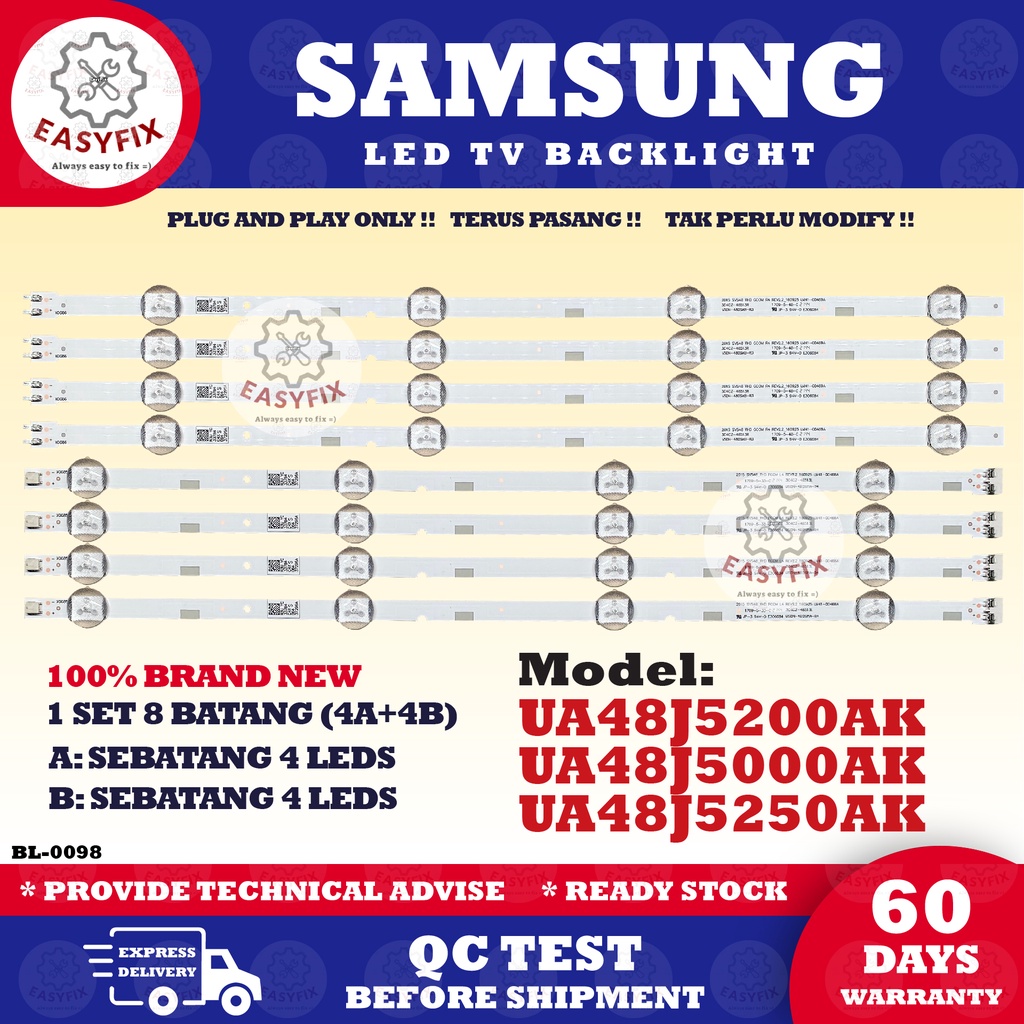 UA48J5250AK UA48J5200AK UA48J5000AK / SAMSUNG 48 INCH LED BACKLIGHT TV LAMP UA48J5200 UA48J5000 48J5200AK Mla10 /