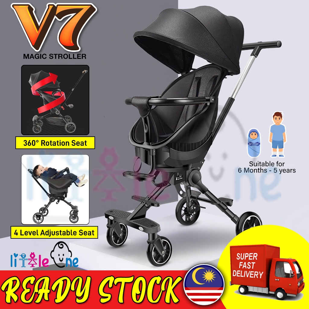 Upgrade V7 Ultralight Foldable 2 Way Facing Magic Stroller ANTI UV Awning 360 Rotating Seat Recline Seat