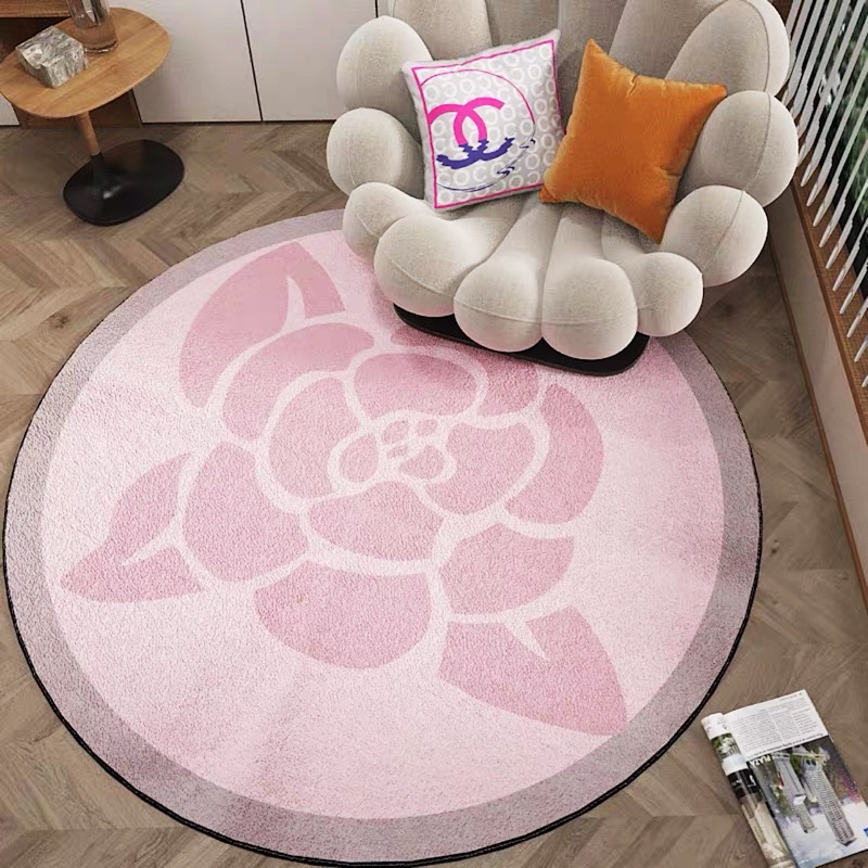 Karpet Bulat Chanel Flower Luxury Branded Round Carpet Besar Murah Hiasan Rumah Home Decoration Rugs