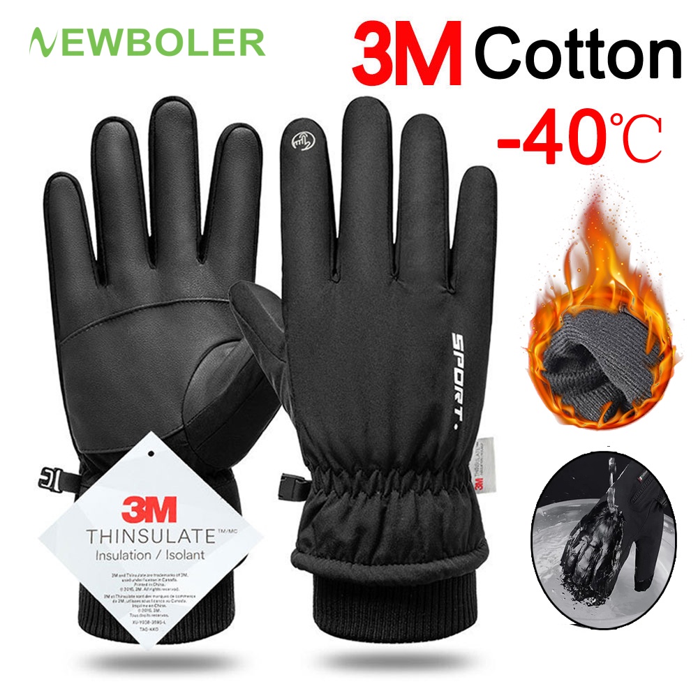 Newboler Waterproof Winter Gloves Touch Screen Fleece Gloves Non-slip Warm glove Full Finger Bicycle Gloves Outdoor Sports Running Motorcycle Ski Gloves