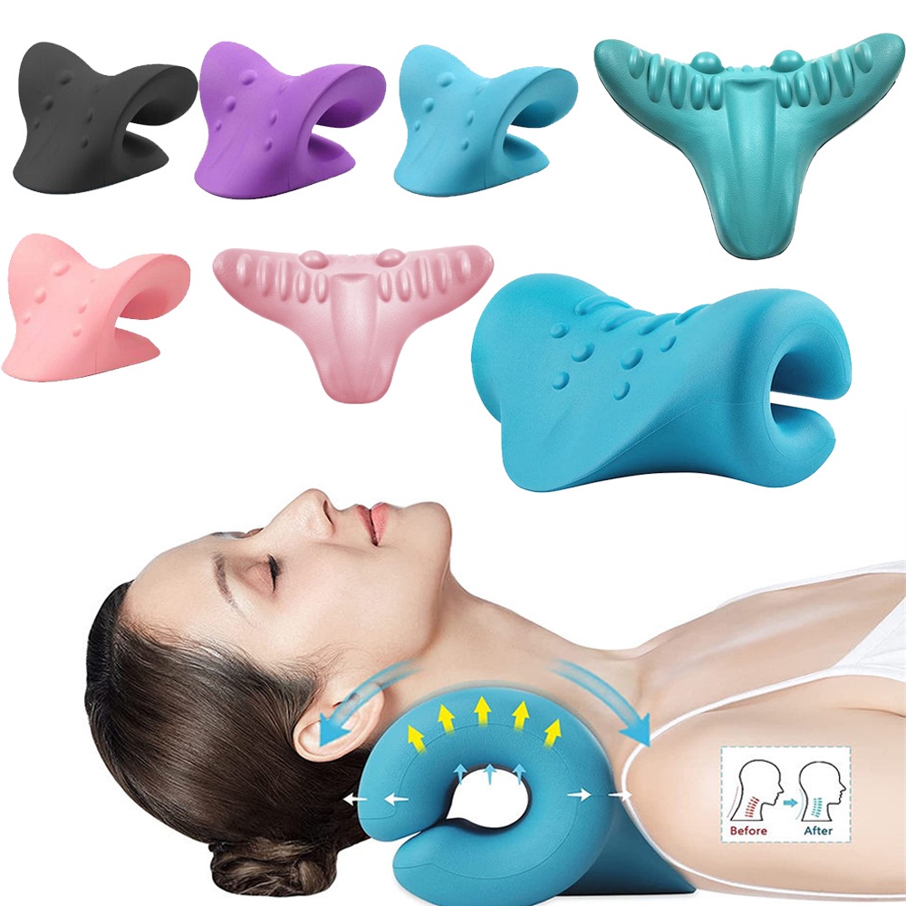 Neck Shoulder Massager Pillow Cervical Spine Adjustment Stretcher Massage Pillow for Pain Relief Body Neck Massager