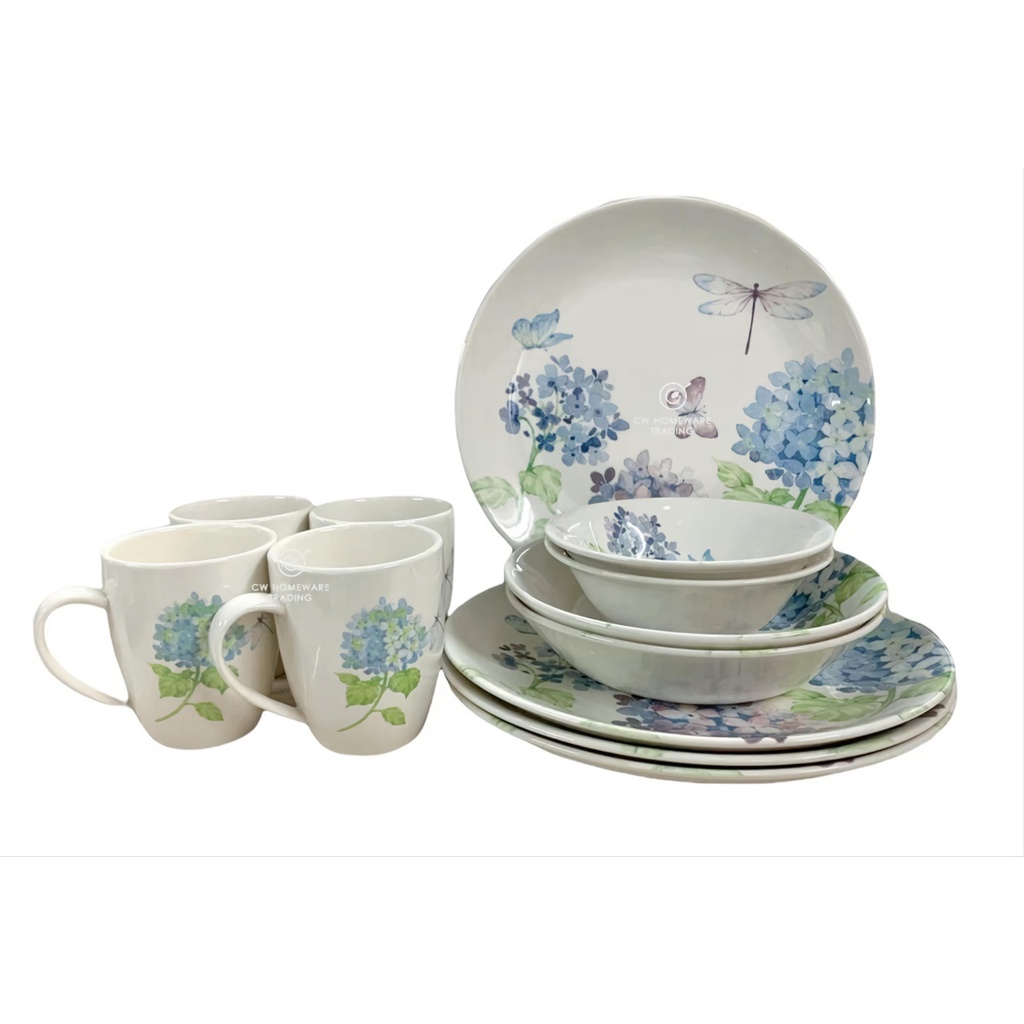 Claytan 1802FS Hydrangea Garden 4/8/12Pcs Single&Couple&Family Set Set Pinggan Mangkuk | Set Hidangan | Dinnerware Set