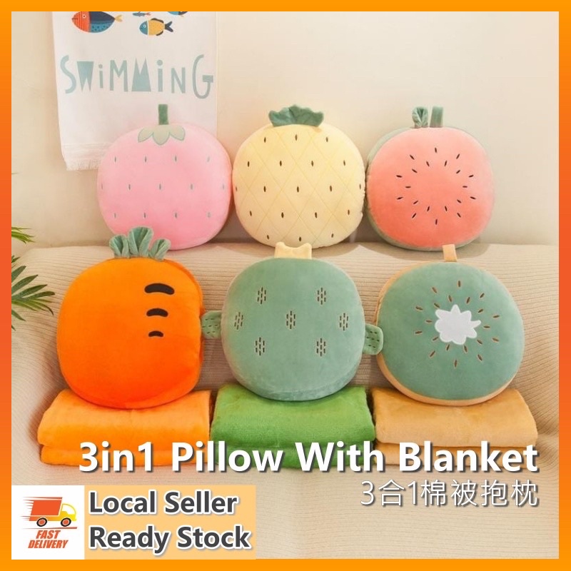 Pillow With Blanket Multifunction Cartoon Fruit Pillow Blanket Hand