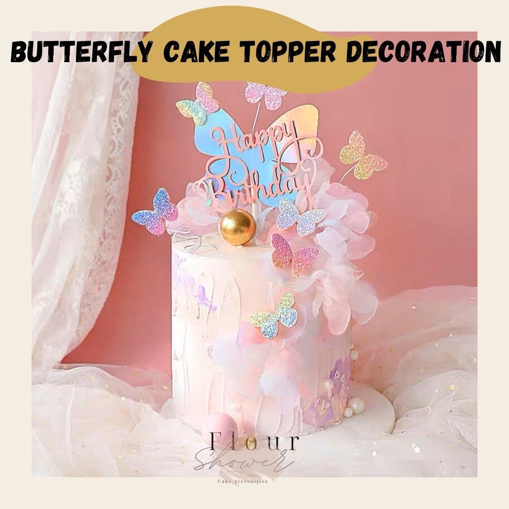 Butterfly Cake Topper Decoration | Kek Hiasan Rama-Rama | Lace Collar Cake Decoration | Barang Hiasan Kek | 蝴蝶蛋糕装饰