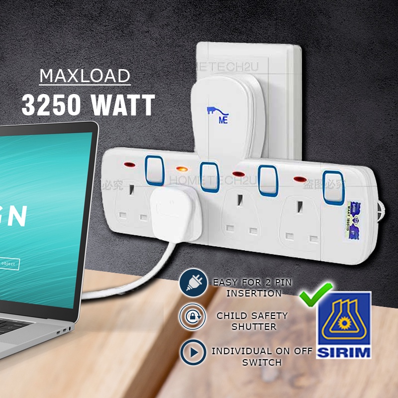 ME Wall Extension Plug Socket TAdaport Extantion Multiple Wall Socket