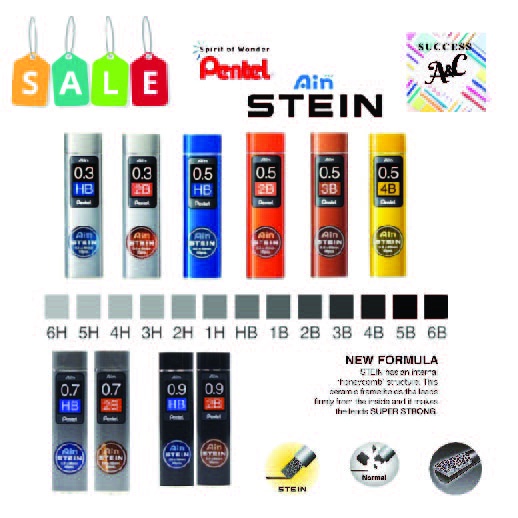 Pentel Ain Stein Mechanical Pencil Lead Refills - 0.7mm 2B Hardness, 1 Tube (Strong & Smooth Ceramic Formula)-725181