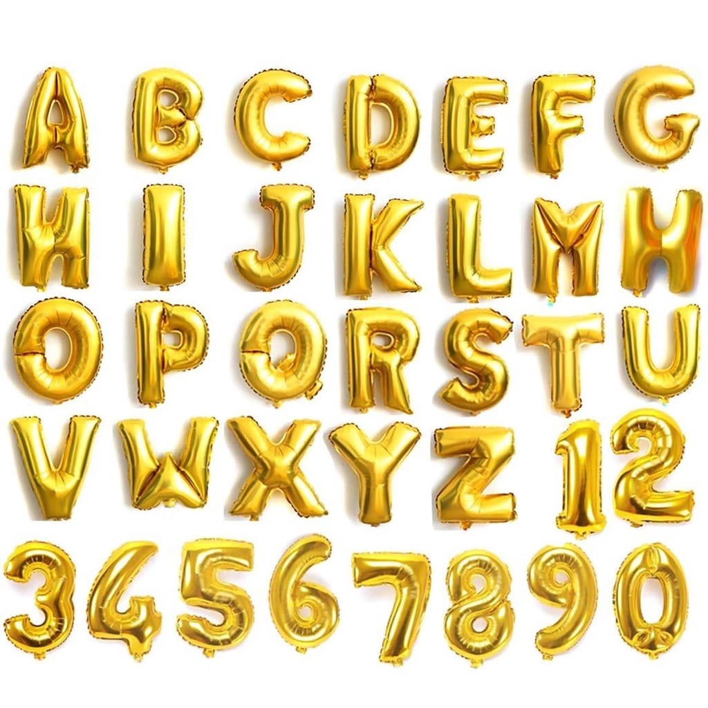 3D Foil Balloon Gold Alphabet Balloon Belon Event Wedding Birthday ...