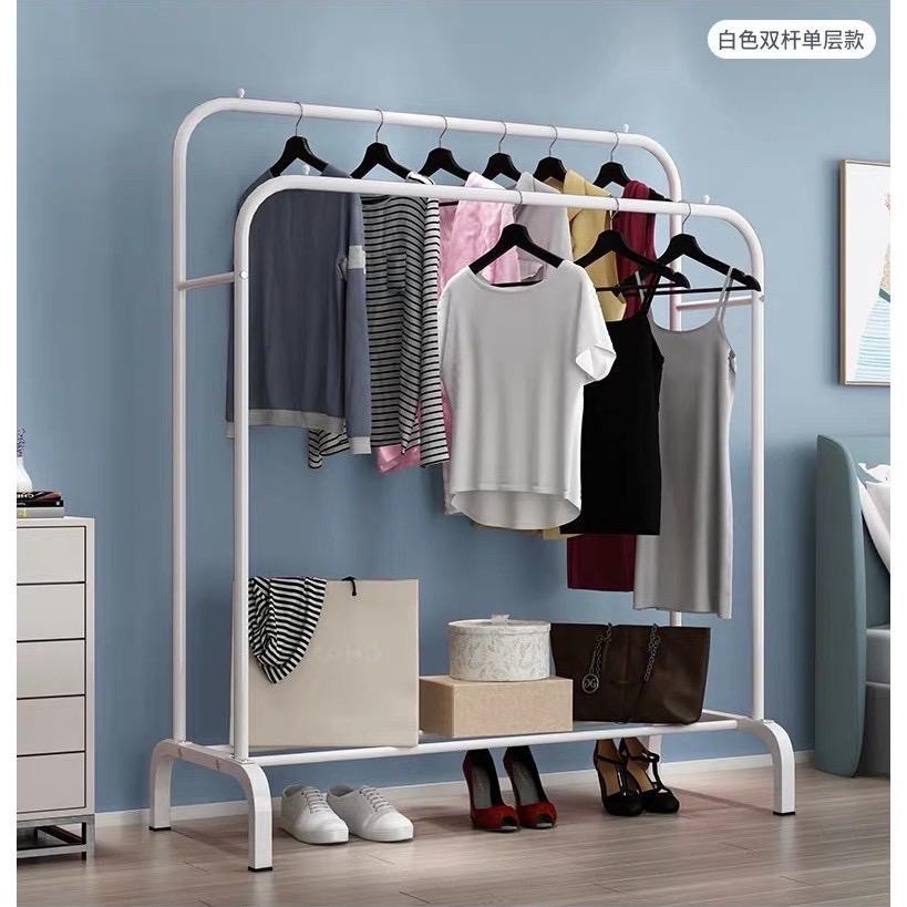 Heavy Duty Single Double Rod Clothing Hanger Rack Cloth Laundry Rak ...