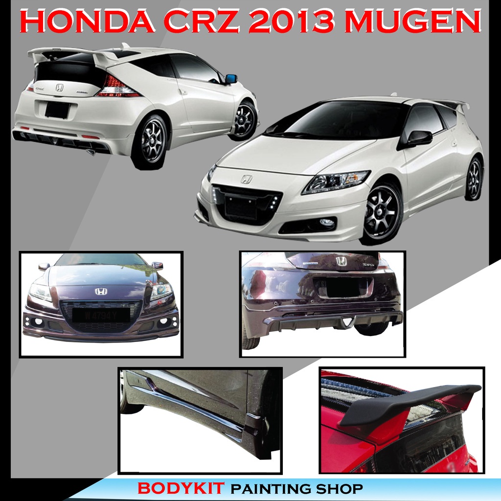 ZTT Gloss Black Front Bumper Chin Lip Spoiler Kit For 2010-2016 Honda CR-Z (4-Piece)