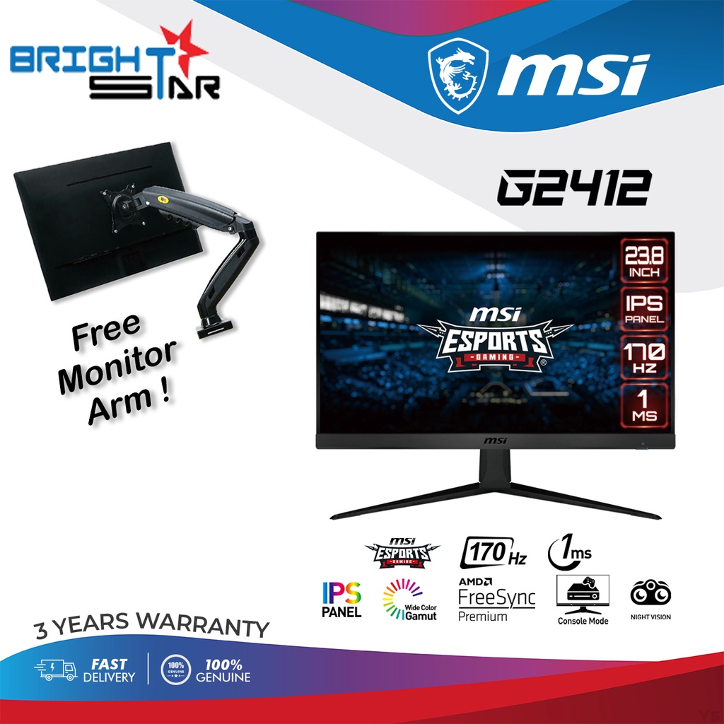 Msi Msi Optix G G Gaming Monitor Ips X Hz Fhd Nits Ms