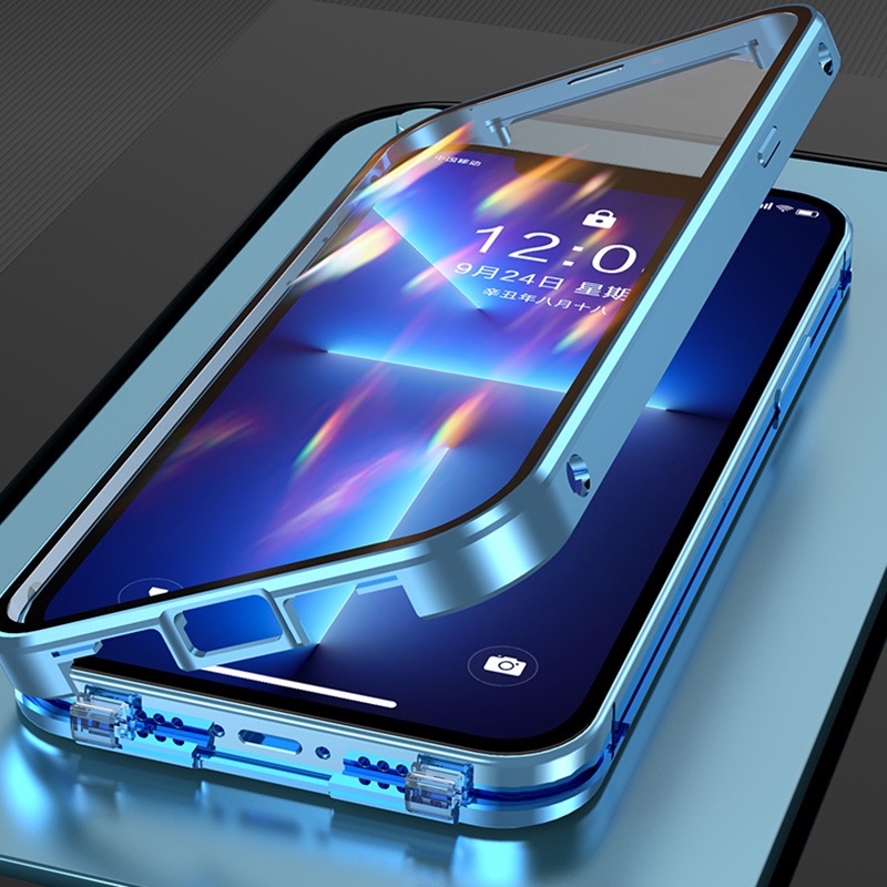 VIVO V2511 V2131 V2252 V3333 V2346 V2244 V2332 V2348 V2347 V2318 V2319 V2427 Magnetic Case Metal Magnetic Adsorption Case Double-sided Tempered Glass Case