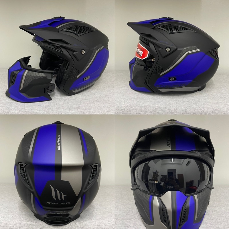 MT HELMETS STREETFIGHTER SV TWIN C7 MATT BLUE, OPEN/FULL FACE HELMET