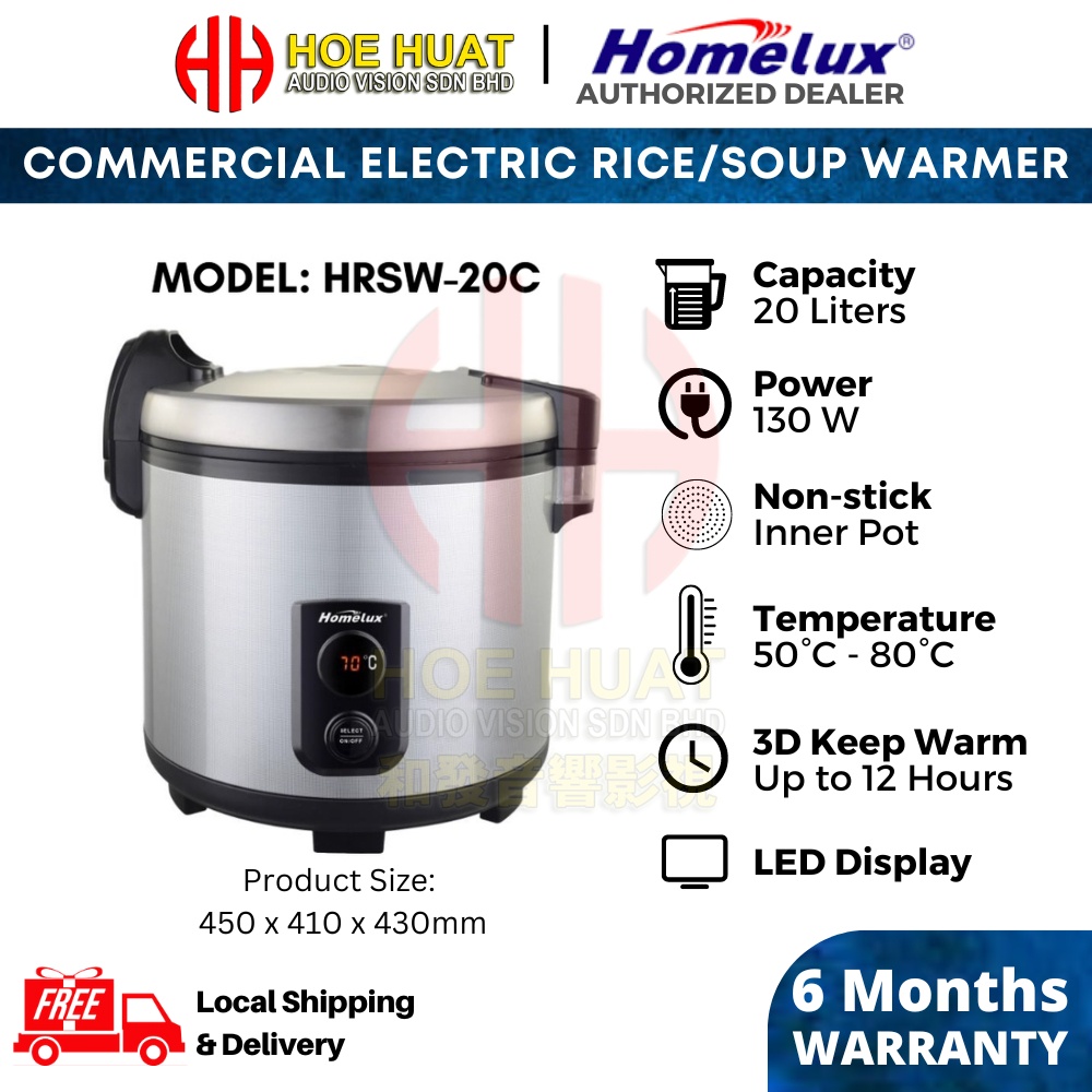 Homelux HRSW20C 20L Commercial Electric Soup / Rice Warmer Food Warmer