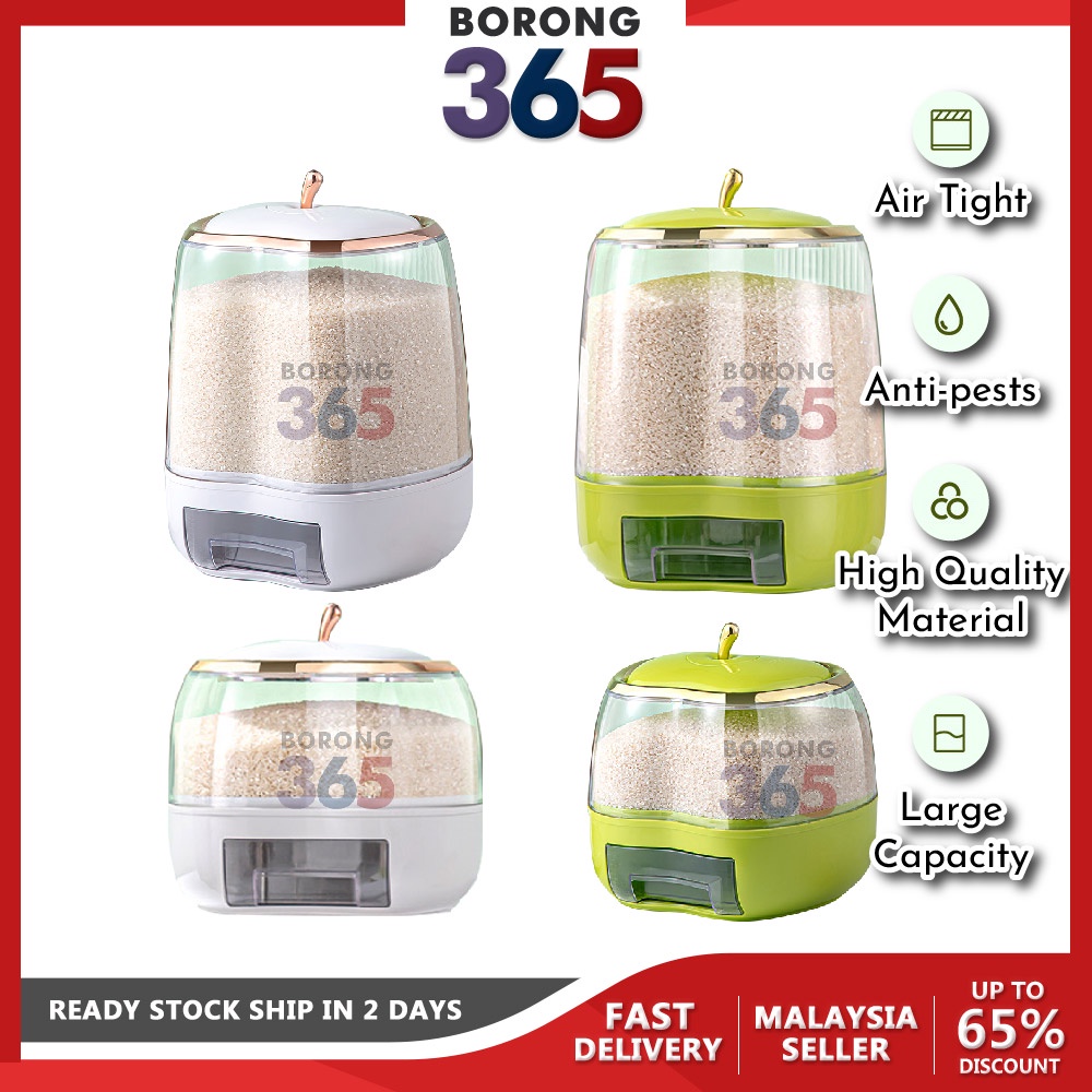 Borong365 5KG/10KG Airtight Rice Container Transparent Rice Box Kitchen Organizer Food Dispenser Bekas Beras 米桶