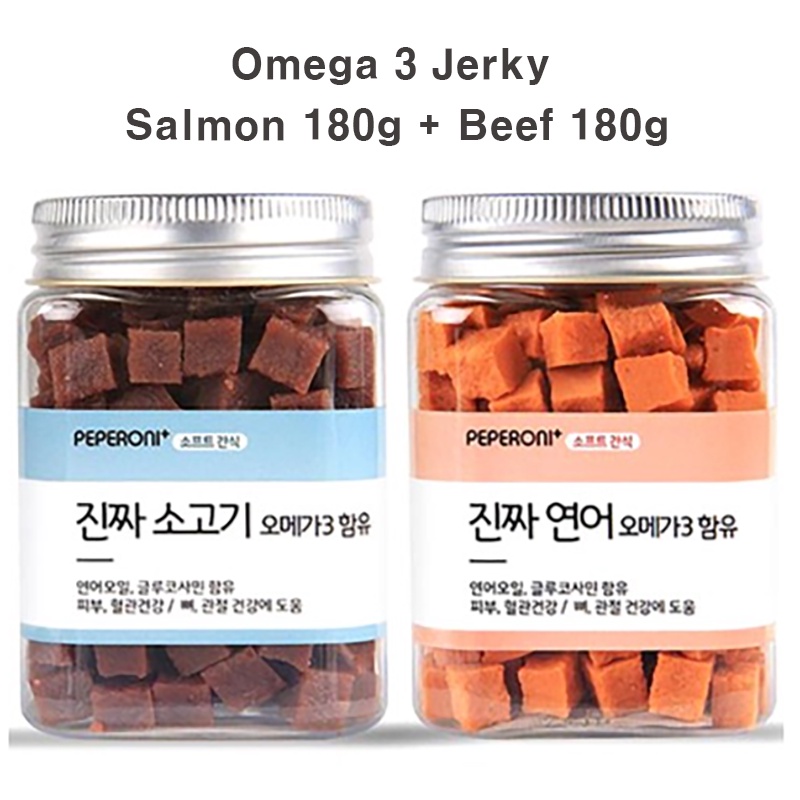 Peperoni Dog Snack Omega 3 Jerky 2 Set Salmon 180g Beef 180g Shopee