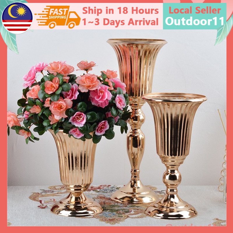 Ready Stock European Style Luxury Wedding Flower Vase Metal Candlestick Candle Holders Iron Golden Flowers Vase Wedding Ceremony Decoration home decor Wedding Party Decoration