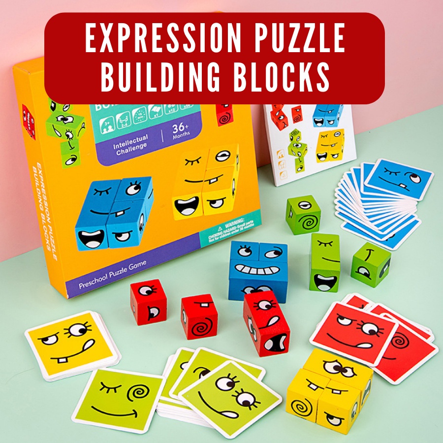 Mamachoo Expression Puzzle Building Blocks Kids Travel Toy Toddler Baby