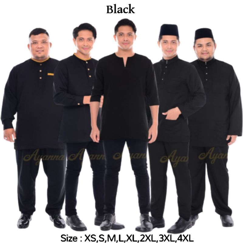 SALES (SIZE XS-4XL) TEMA HITAM / BLACK | BAJU MELAYU CEKAK MUSANG RAYA 2024 KURTA CUFF PLUS SIZE SEDONDON NIKAH TUNANG