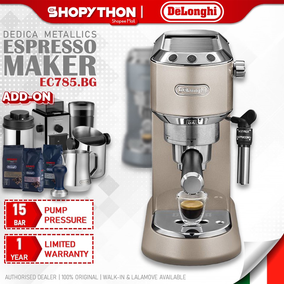 DELONGHI Dedica Metallics EC785.BG Champagne Beige (1.1L/1300W) Pump Espresso Coffee Machine