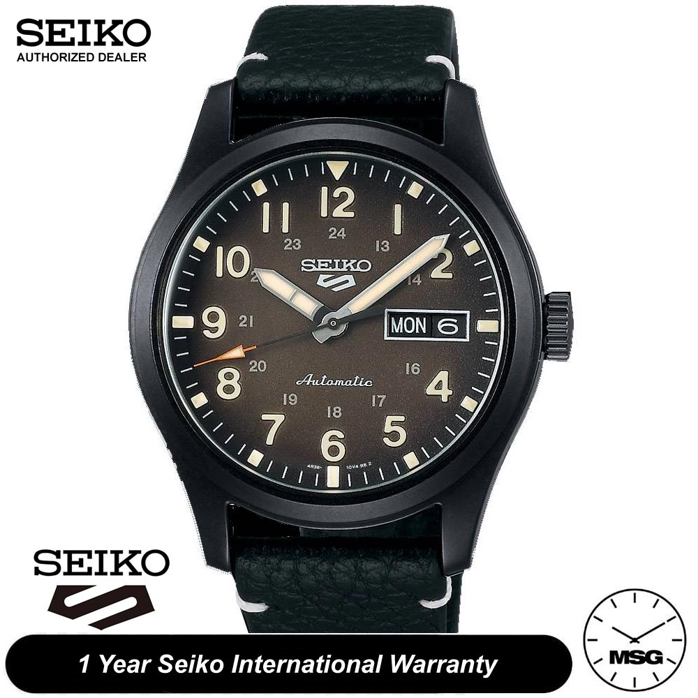 Seiko 5 Sports SRPG41K1 Men's Automatic Day-Date 100M Black Leather Strap  Watch | Shopee Malaysia