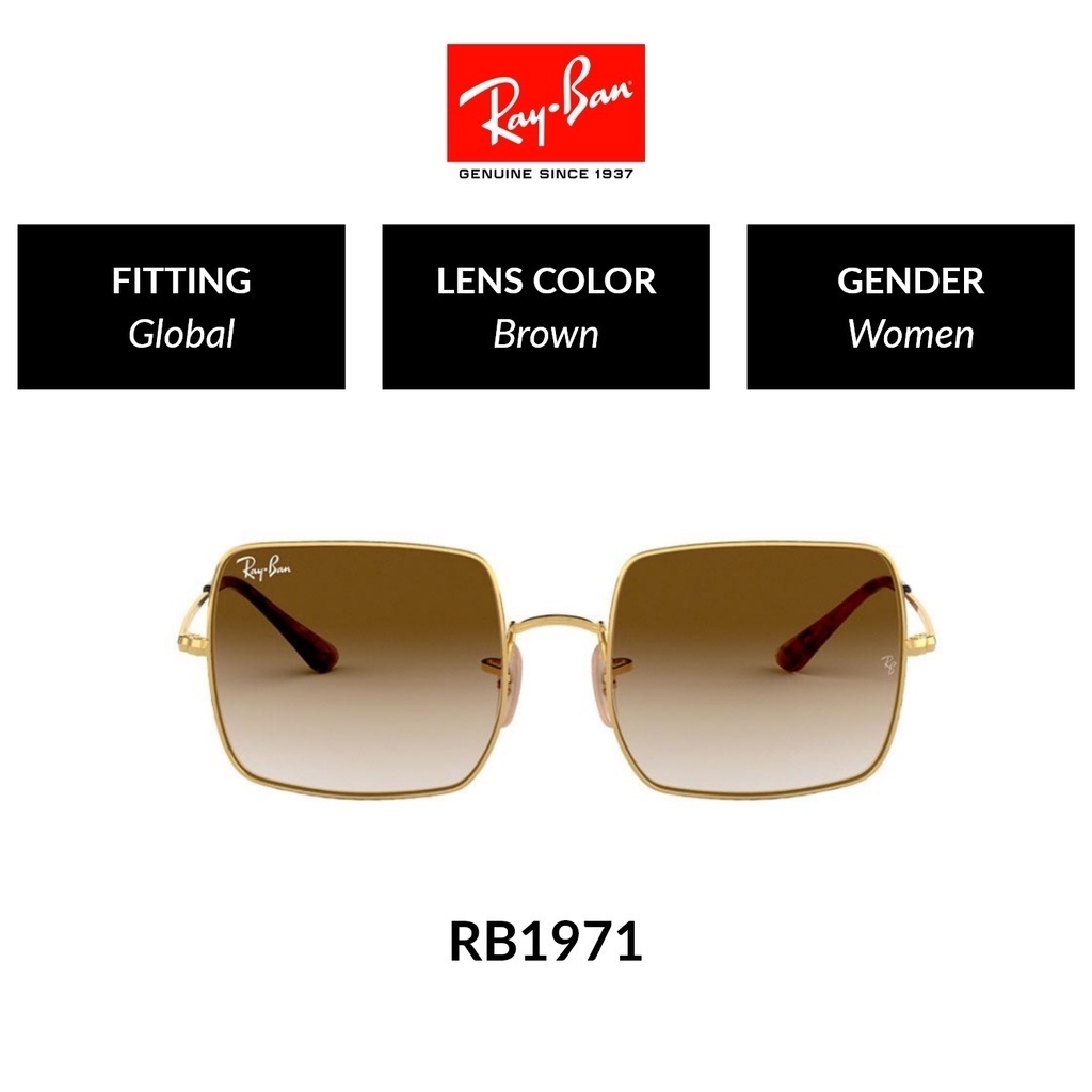 Ray-Ban SQUARE | RB1971 914751 | Women Global Fitting | Sunglasses | Size  54mm | Shopee Malaysia
