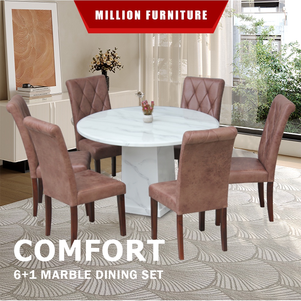 [READY STOCK]Million Furniture- COMFORT2 Fully Marble Dining Table Set /6 kerusi/ meja marble