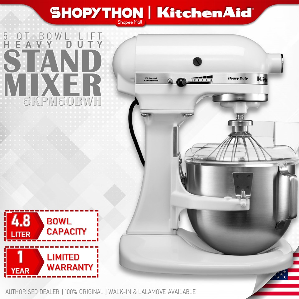 KITCHENAID Heavy Duty BowlLift Stand Mixer 5KPM50BWH White (4.8L