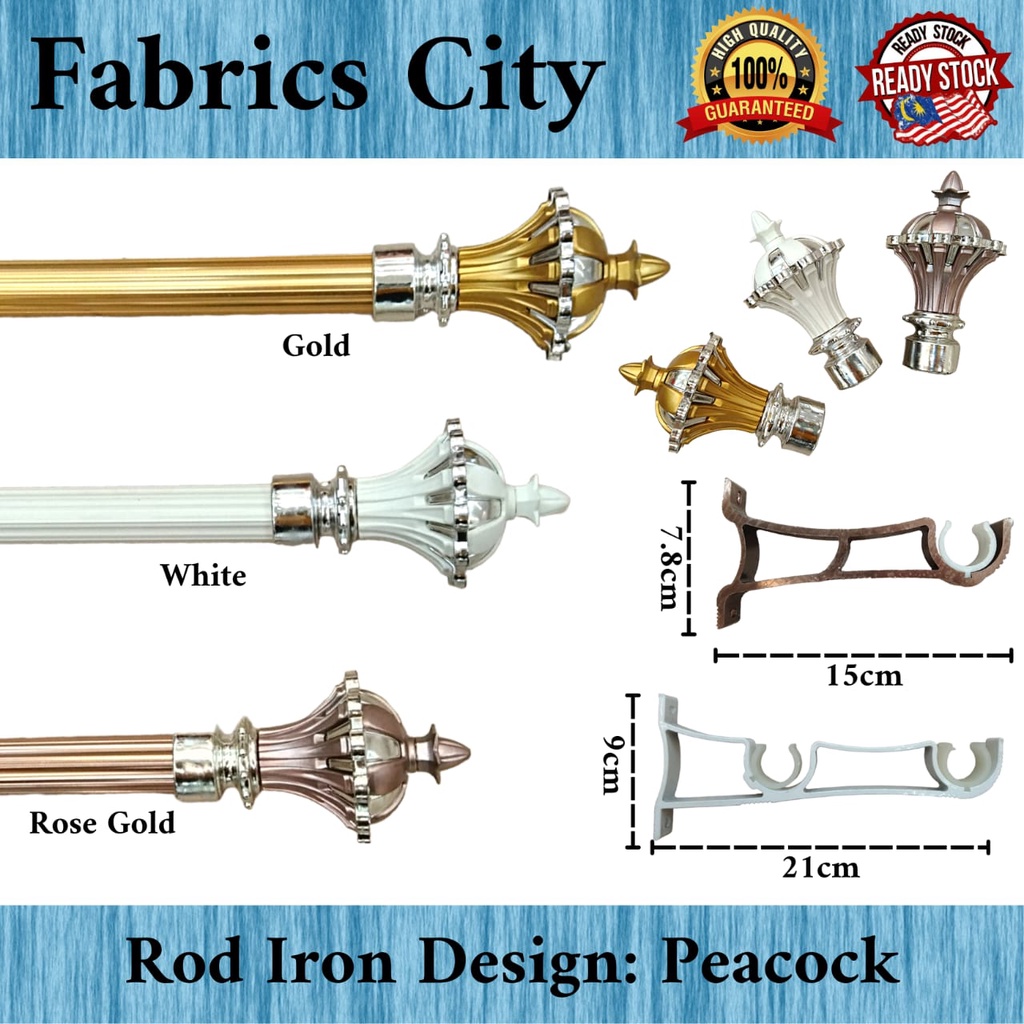 28mm Rod Langsir / Luxe Curtain Rod / Curtain Rod Iron / Single Layer