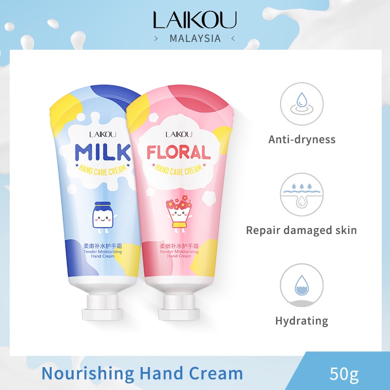 LAIKOU Milk/Floral Fragrance Hand Cream Moisturizing Nourishing Anti ...