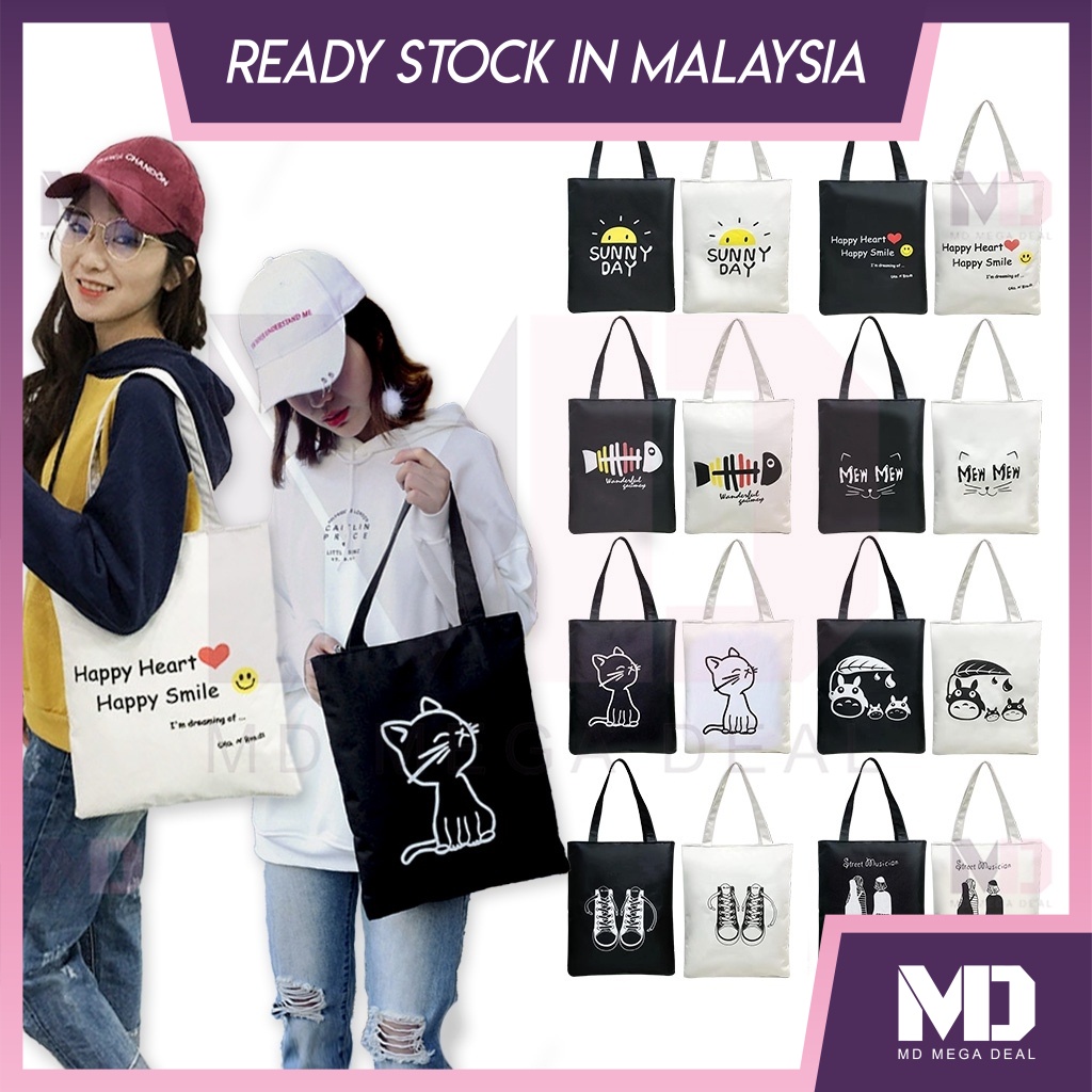 《Mega Deal》Korean Eco Canvas Bag Women Handbag School Beg Sekolah Tuition Bag