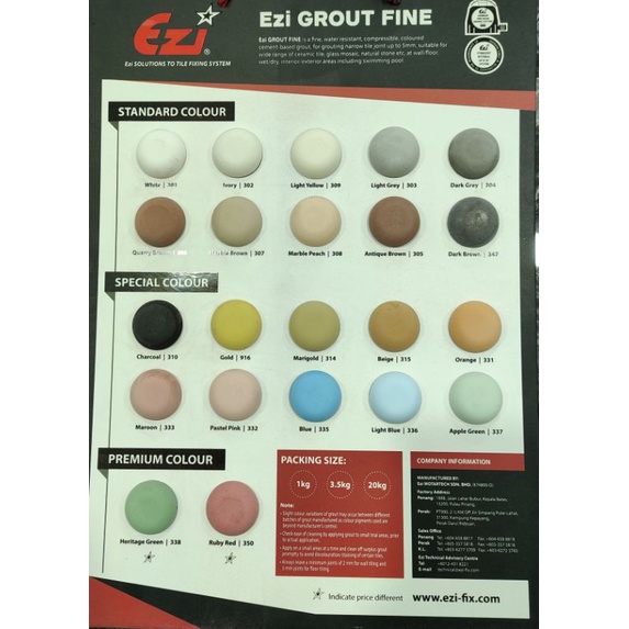Ezi 1KG Tile Reform Joint Grout Powder In Fine ,Water Resistant