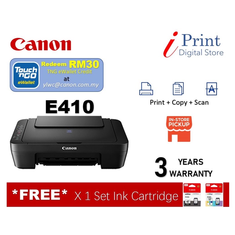 CANON E410 ALL-IN-ONE PRINTER  (3 YEARS WARRANTY 1 TO 1 EXCHANGE )