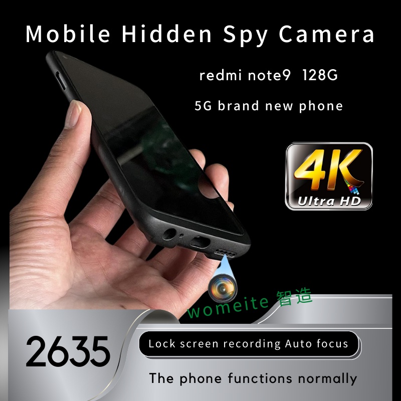 Mobile Spy Hidden Camera 48MP 3840x2160 Resolution 4k HD Lock Screen