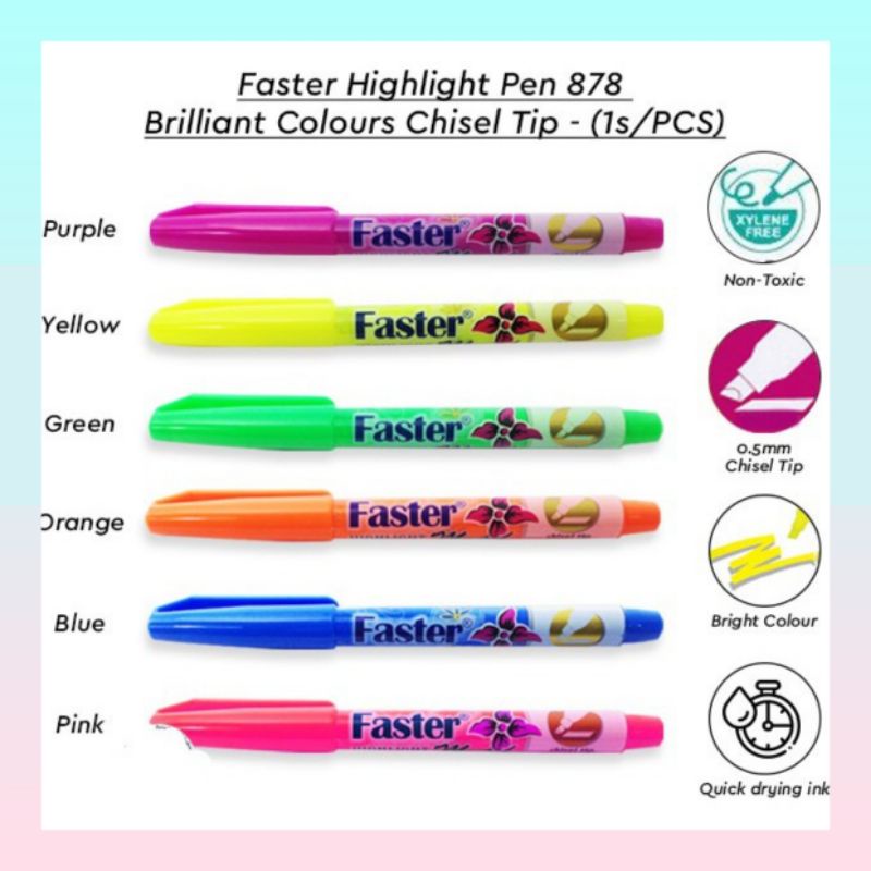 Faster Highlight Pen / Highlighter 878A 1Pcs Shopee Malaysia
