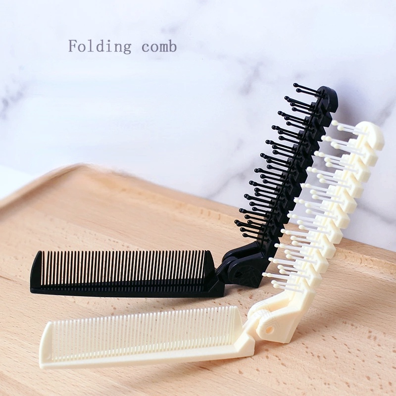 Anti Static Hairdressing Combs Portable Folding Pocket Combs 2 In 1 Foldable Portable Comb Hairbrush Men Beard Combs Hair Styling Tools Head Massage Professional Smooth Hair Comb