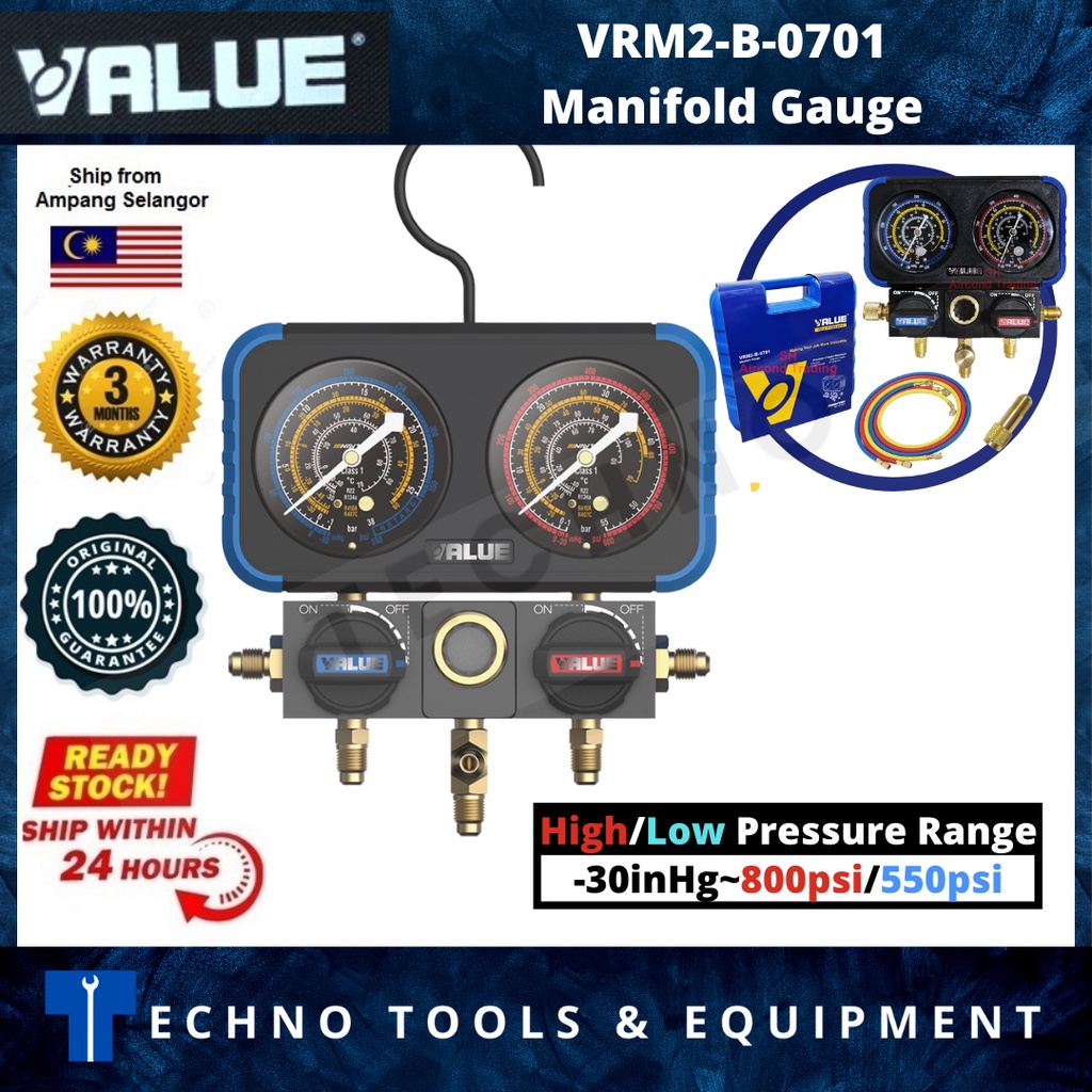 Value VRM2-B-0701 Manifold Gauge | Shopee Malaysia