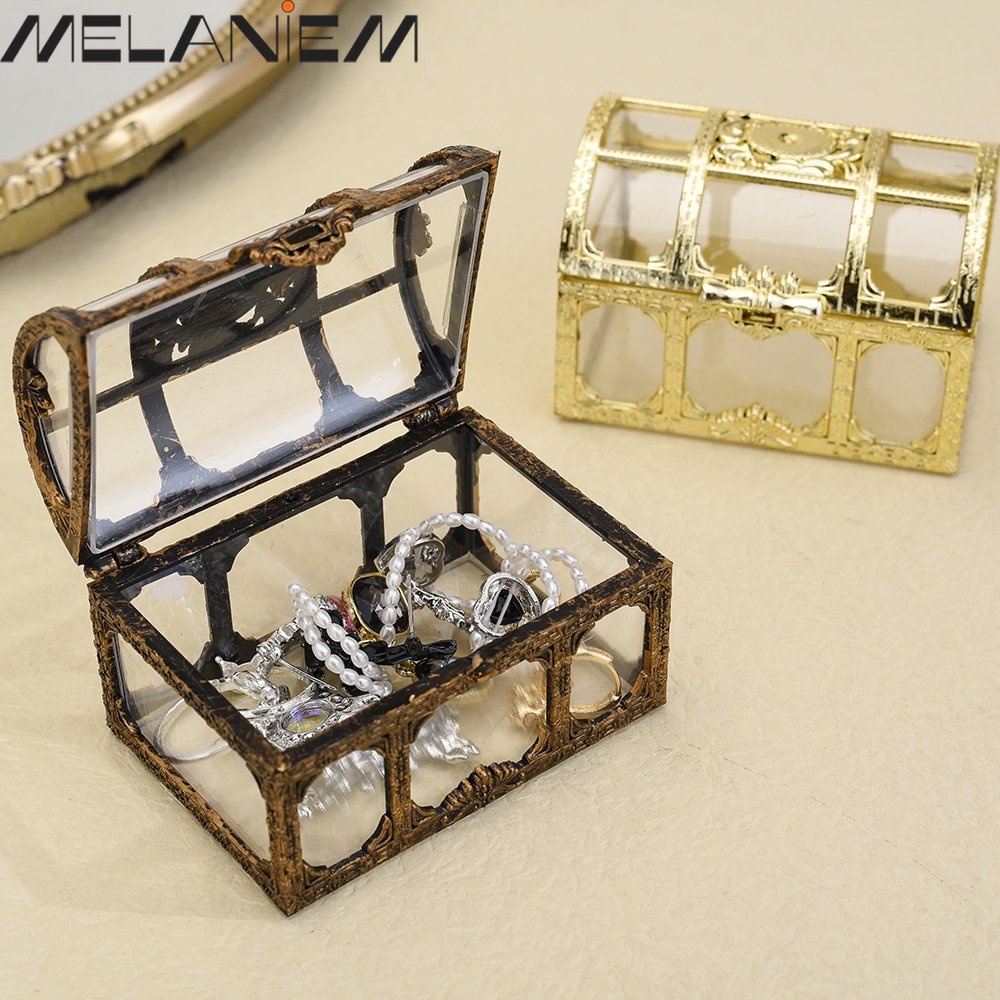 Home Jewelry Crystal Gem Treasure Box Transparent 1Pc Home Jewelry Display Case Mini Vintage Pirate Treasure Storage Box