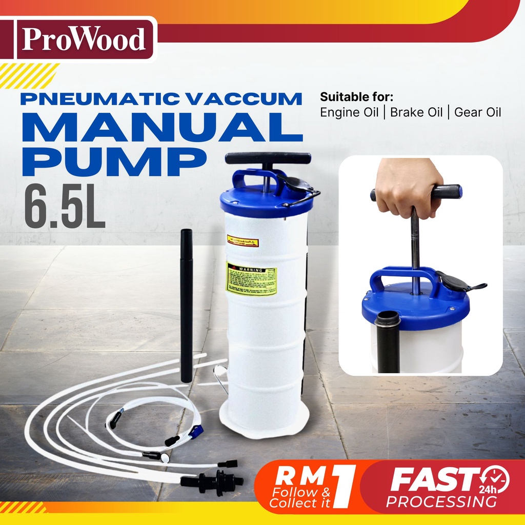 PROWOOD 6.5L Manual Oil Pump Extractor Vaccum Pneumatic Pump Engine Oil